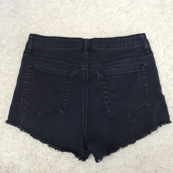 High Waist Black Denim Shorts - Picture 4 of 6